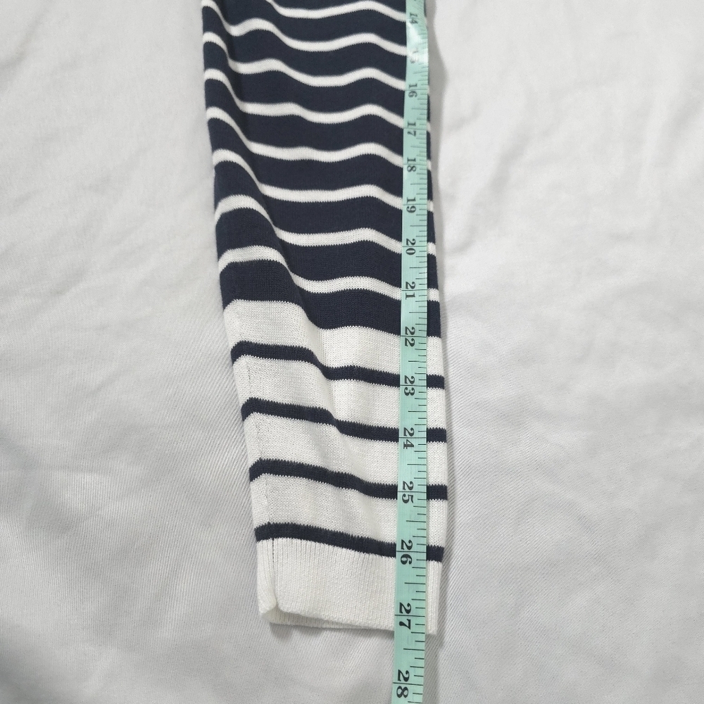 CAbi Boathouse Fuster Cardigan Sweater Navy White Open Front 6243 - Picture 6 of 12